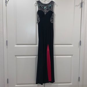 Black beaded formal dress